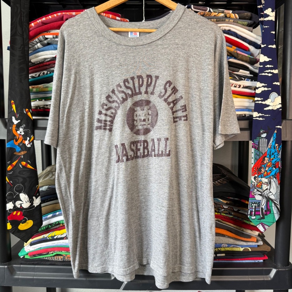 Vintage Gray Russell Athletic Mississippi State Baseball T-Shirt XL
